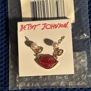 Betsy Johnson Lips Necklace and Earring Set - Brand New